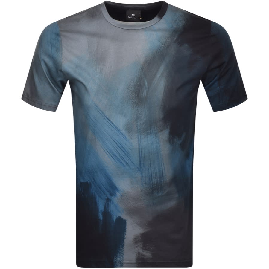 Alternative Image for ProductPS By Paul Smith Paint Stroke T Shirt Blue1